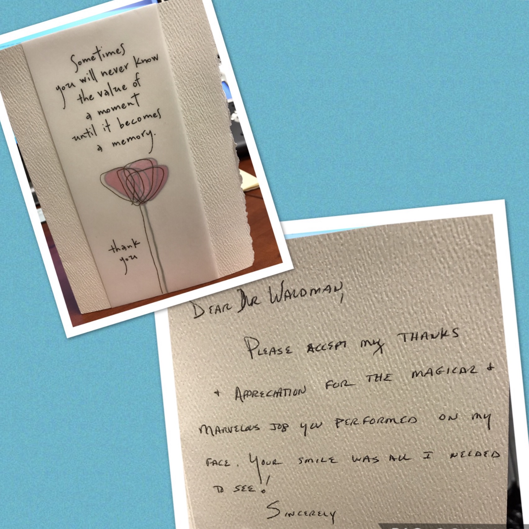 handwritten thankyou flower